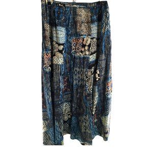 Chicos Long A-Line Skirt Lined Blue Patterned Chicos Size 1 Womens Size M 8